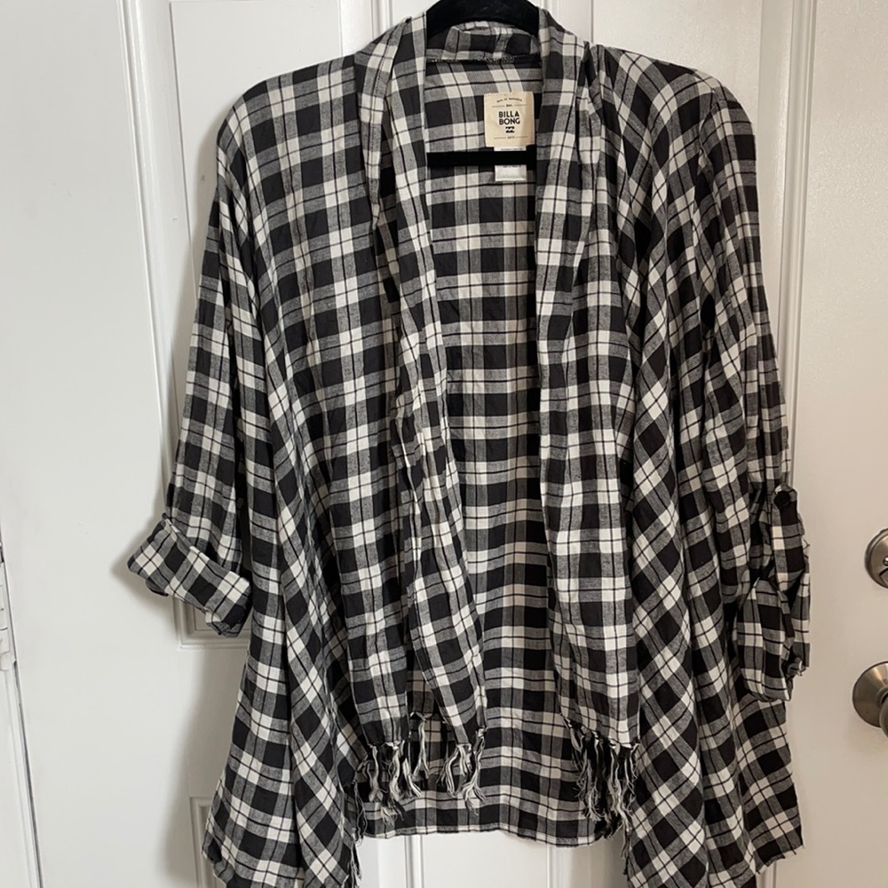 NWOT black and white checkered light weight cover up/jacket.